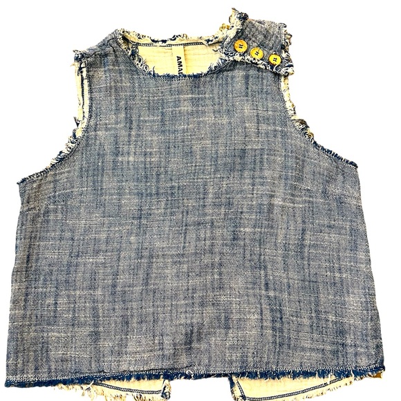 Soft cotton linen summer detailed back top. Sz med. - Picture 1 of 4